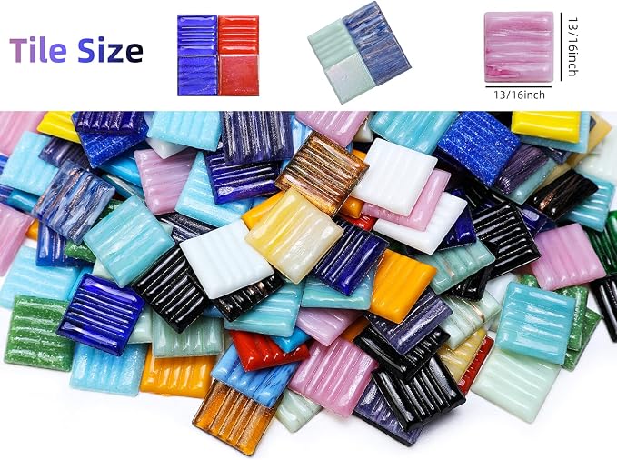 Lanyani 3/4 inch Metallic Glass Mosaic Tiles Variety Mix Color Vitreous Square - Image 3