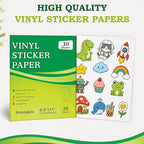 Aevdor 30-Sheet Glossy White Printable Vinyl Sticker Paper, Inkjet | Glossy - Image 2