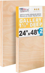 U.S. Art Supply 24" x 48" Unfinished Cradled Wood Panels by USArtSupply