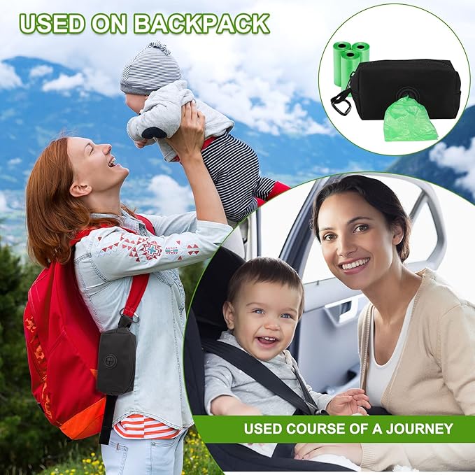 Dingion 3 Pack Diaper Bag Dispenser Set Diaper Trash Dispenser with 135 Counts Baby Disposal Trash Bags with Hook for Newborn Gift