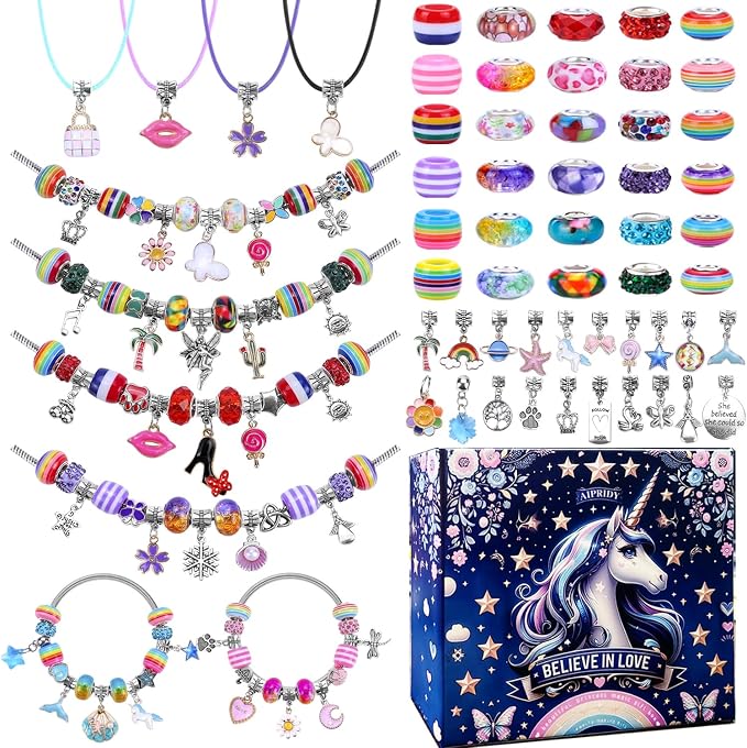 AIPRIDY Charm Bracelet Making Kit, Unicorn Mermaid Crafts Gifts Set Can by AIPRIDY