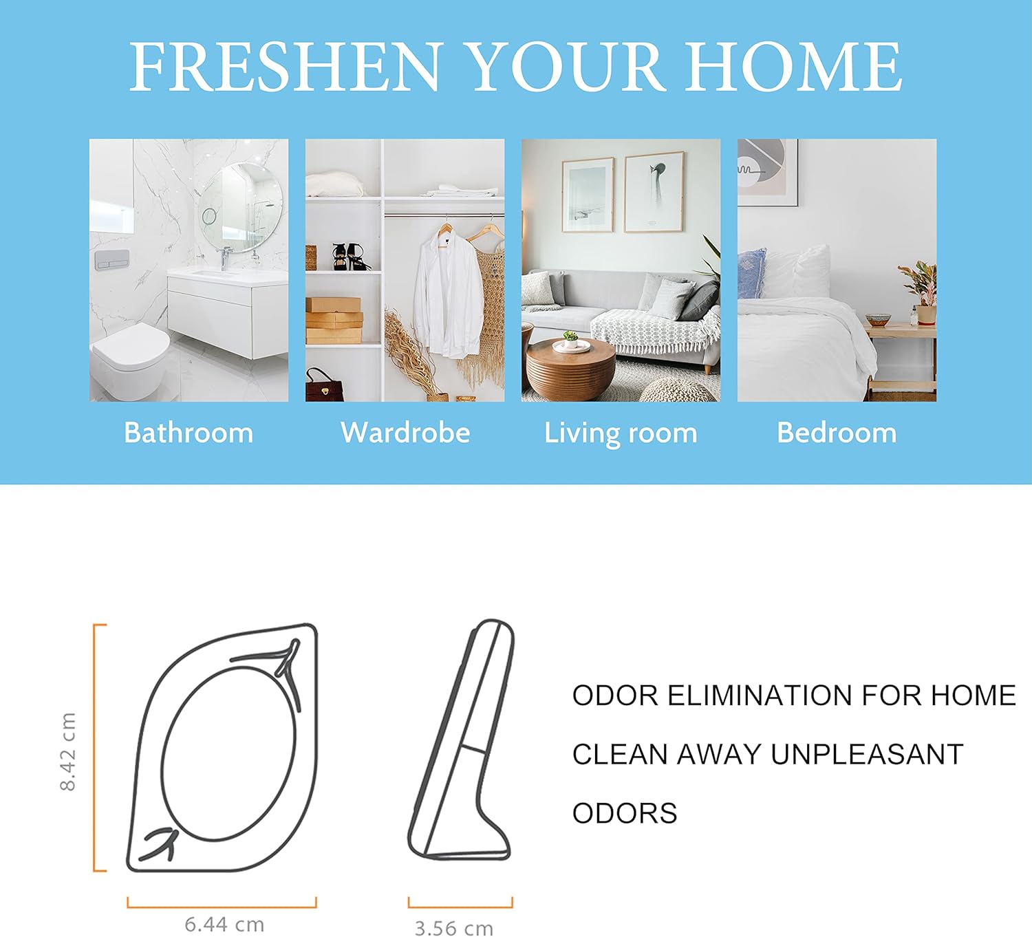 Air Deodorizer, 4 Pack, Ocean Scent, Odor Eliminator for Small Area Closets Bathroom Pets Strong Odor, Up to 120 Days