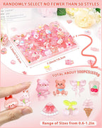 FIVEIZERO 100PCS Cute Slime Charms, Kawaii Flatback Resin Charms | 50+ Unique - Image 2