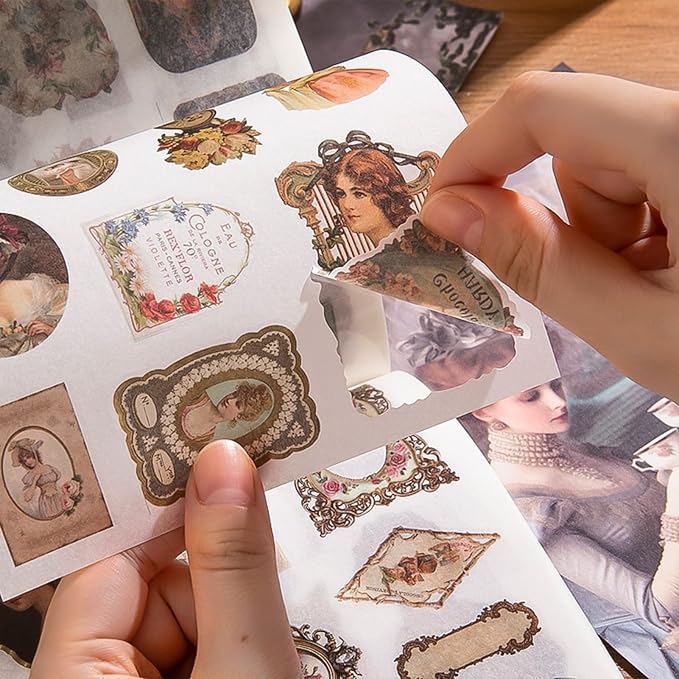 Vintage Scrapbook Sticker Book for Adults, 50 Sheets Aesthetic People Stickers - Image 5