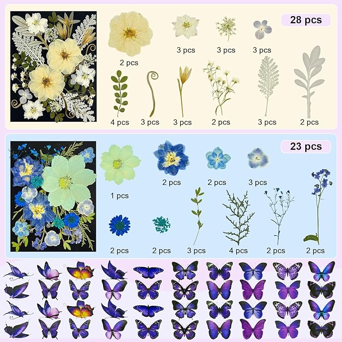 142Pcs Dried Flowers, Dried Pressed Flowers - Image 2