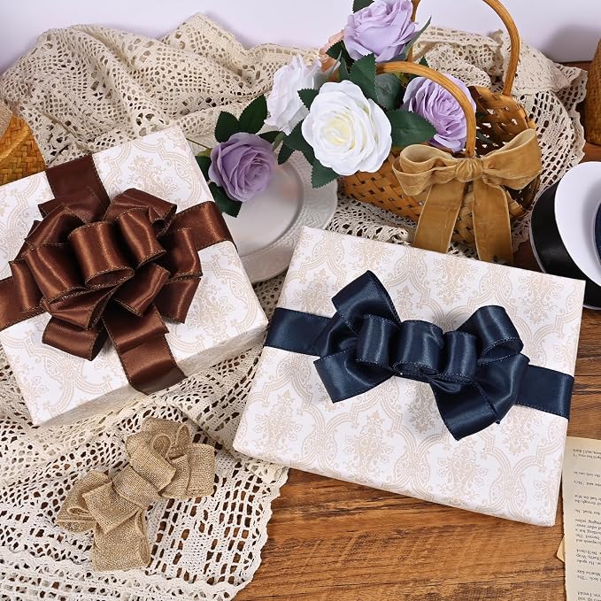 Brown 1.5 Inch Continuous 25 Yards Satin Wired Ribbon - Image 5