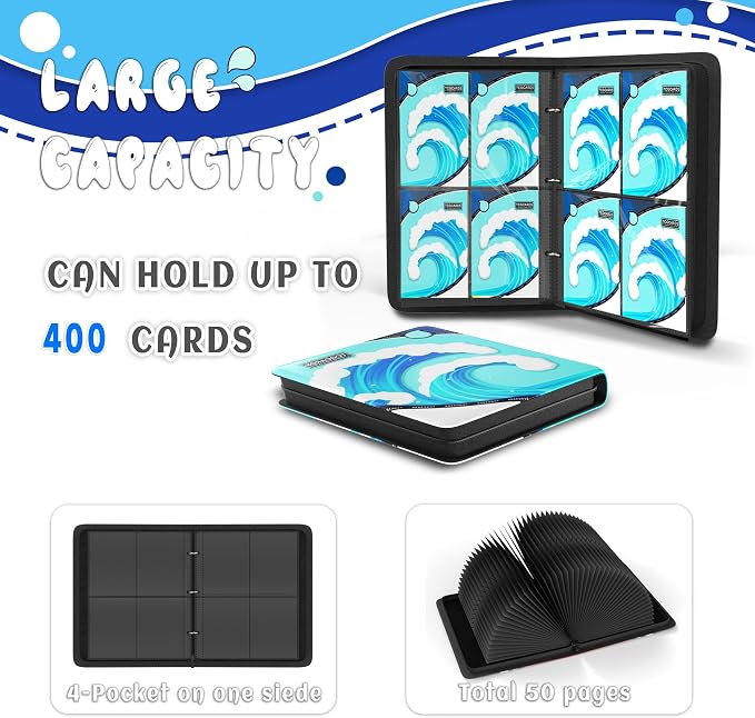 Trading Card Binder 4 Pocket, Card Binder 400 Pockets, Card Book Holder Cards - Image 4