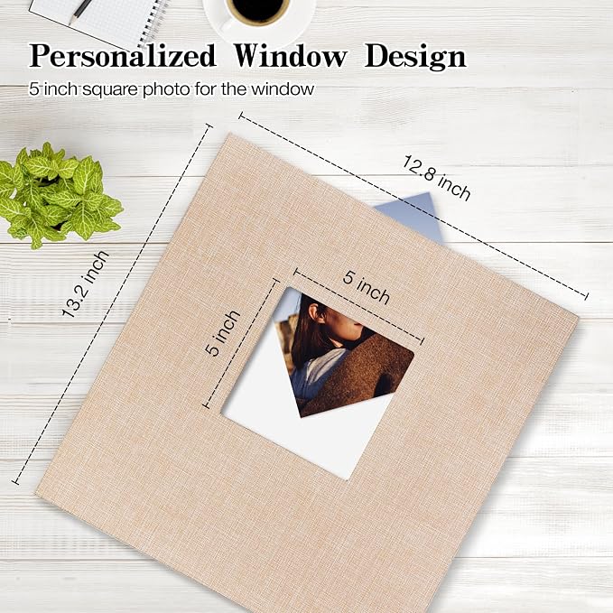 potricher Large Photo Album Self Adhesive 3x5 4x6 5x7 8x10 10x12 Pictures Linen - Image 2