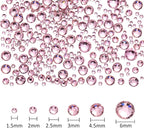 TecUnite 2000 Pieces Flat Back Gems Round Crystal Rhinestones 6 Sizes - Image 2
