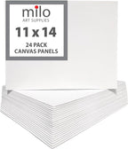 milo Canvas Flat Panel Boards for Painting, 11x14 inch, 24 Pack, Mixed Wet Media by milo
