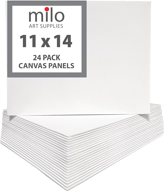 milo Canvas Flat Panel Boards for Painting, 11x14 inch, 24 Pack, Mixed Wet Media by milo