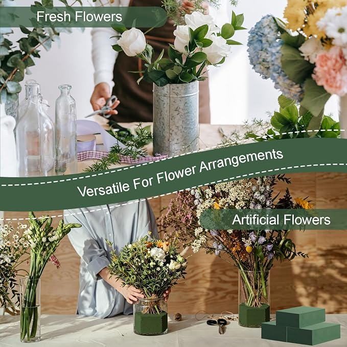 20 Pcs Floral Foam Blocks for Flower Arrangements 5.5"L x 3.1"W x 1.5"H | Green - Image 3