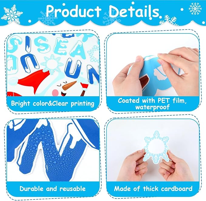 Winter Bulletin Board Decorations Snowflake Snowman Cutouts DIY Photo Craft We - Image 4