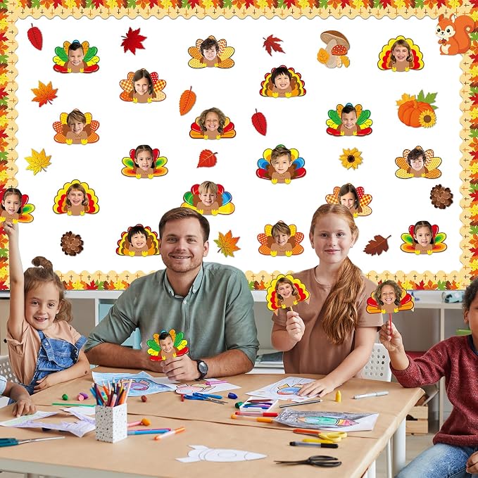 gisgfim 80Pcs Fall Decorations Bulletin Board Thanksgiving Turkey Paper - Image 5