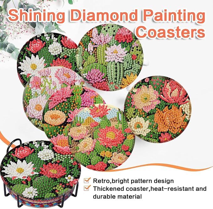 ijbnhd Cactus Diamond Painting Coasters Kit - Image 8