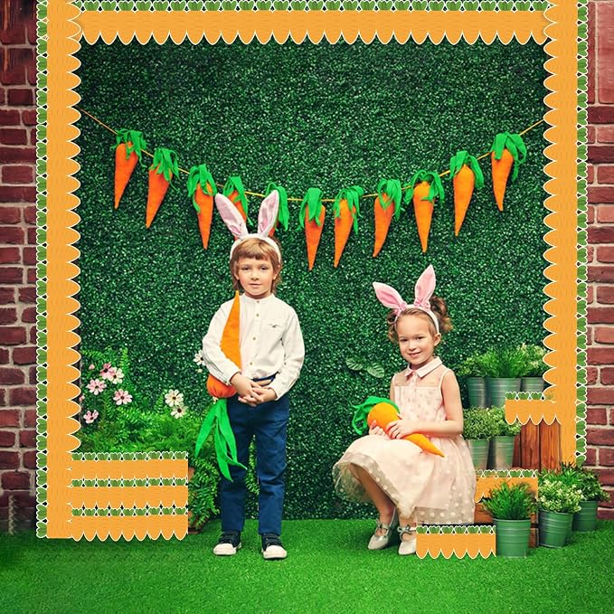 69Ft Easter Carrot Border Trim Carrot Scalloped Rolled Border Trim, Plaid - Image 4
