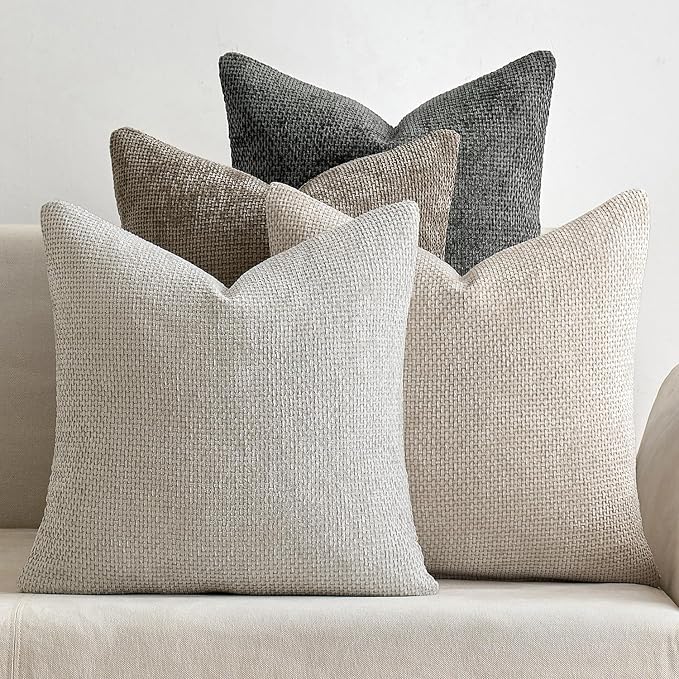 MIULEE Pack of 4 Couch Throw Pillow Covers 24x24 Inch Neutral Soft Decorative by MIULEE