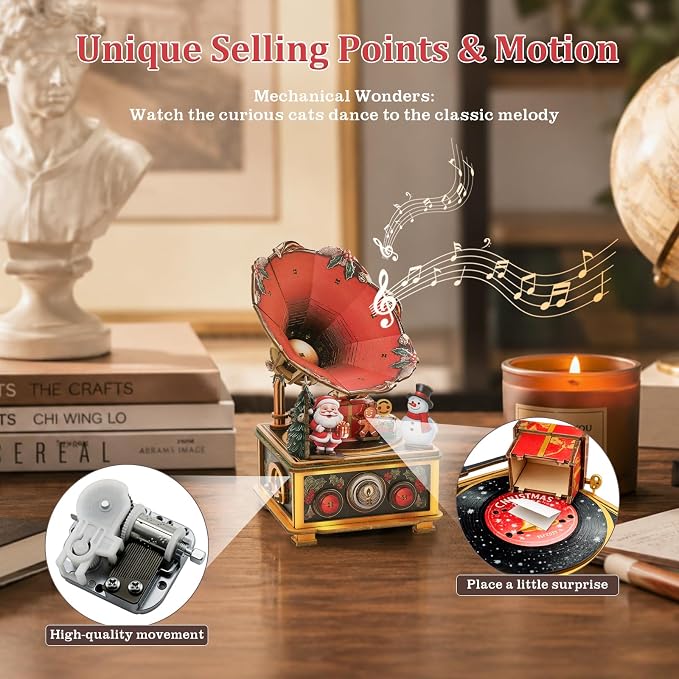 3D Puzzles for Adults Vintage Gramophone Music Box - Image 3