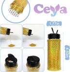 Ceya 3.8oz/ 110g Holographic Ultra Fine Glitter Powder Laser Cyan Gold Glitter - Image 4