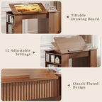 Drafting Table with Storage Cabinet & Drawers, Adjustable Drawing Table with - Image 6