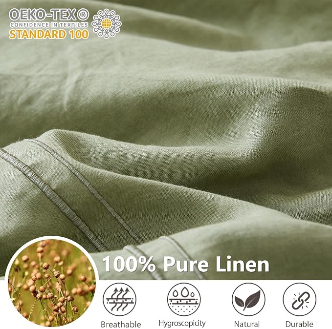 Simple&Opulence 100% Washed Linen Duvet Cover Set 68"x86" - Image 3