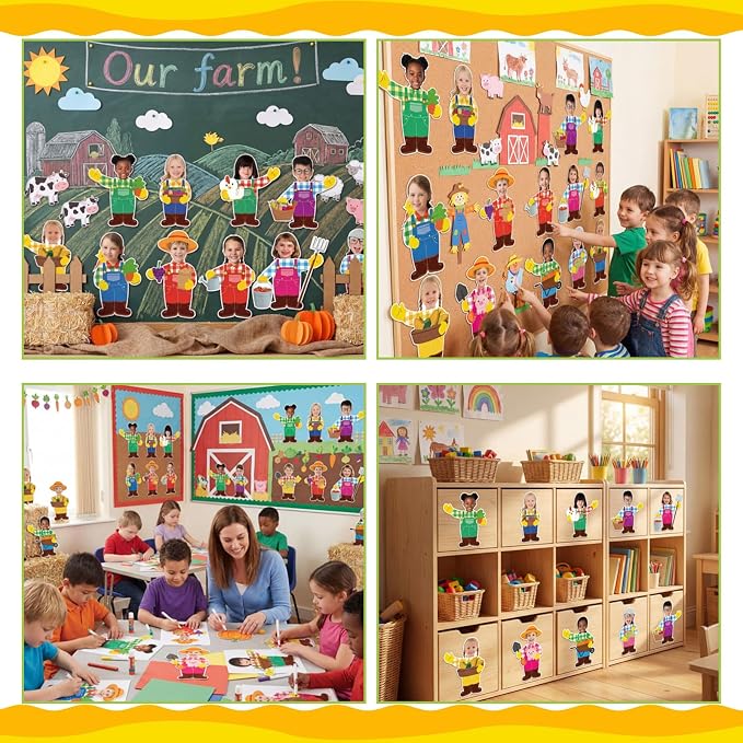 Gersoniel 72 Pcs Kid Farm Classroom Decor Farm Animal Bulletin Board Cutout | - Image 6