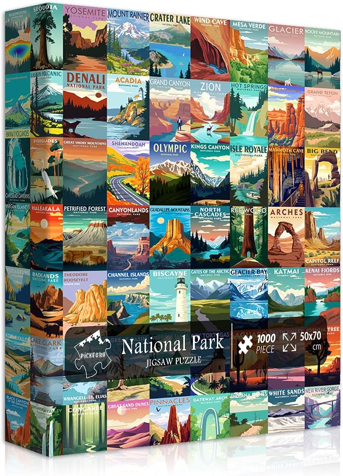 National Parks Puzzle for Adults 1000 Pieces, Travel Poster Landscape Puzzle by PICKFORU