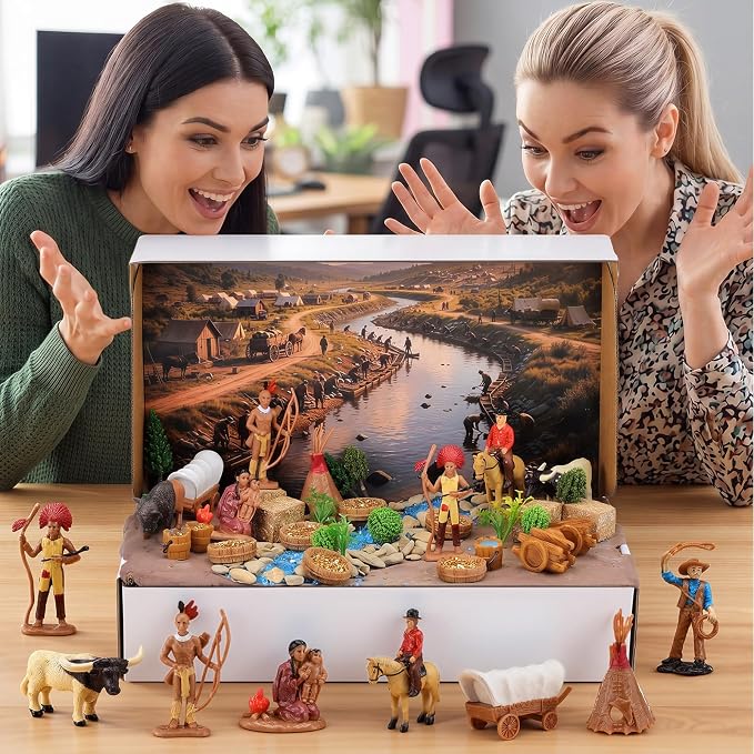 48 Pcs Western Cowboy Diorama Kit Habitat Project Box Set Wild West Diorama - Image 3