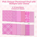 Tintnut Pink Plaid Pattern Permanent Vinyl 10 Sheets 12"x10" Adhesive Vinyl | - Image 2