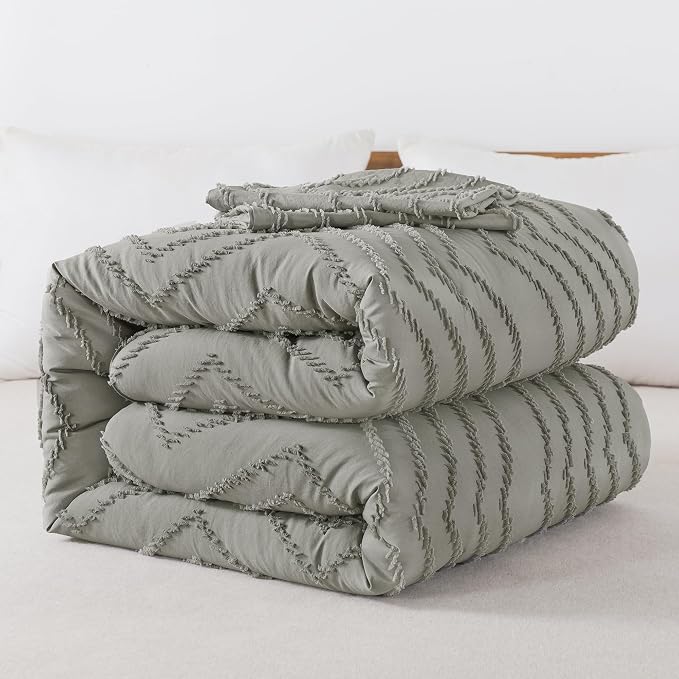 Andency Medium Grey Comforter Set Full Size, Boho Grey Soft Warm Bedding - Image 7