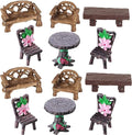 Skylety 12 Pieces Garden Furniture Ornaments Miniature Table and Chairs Set by Skylety