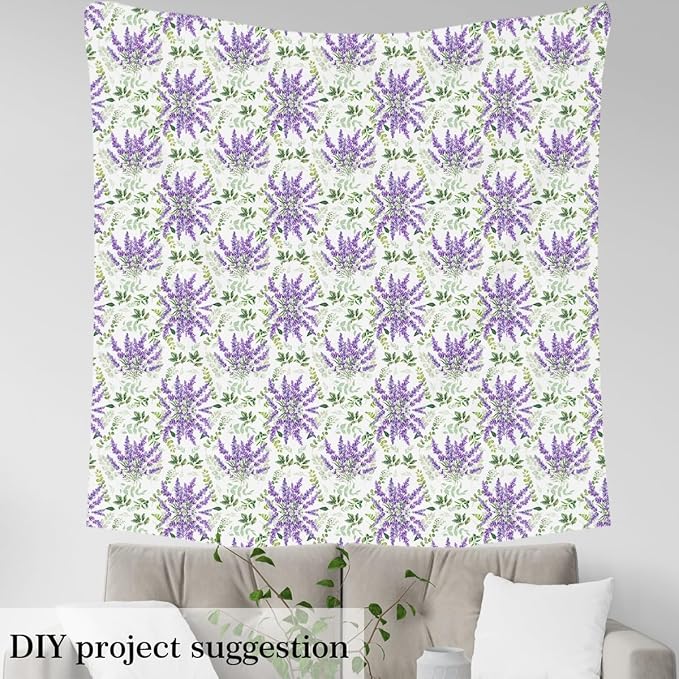 Lavender Fabric by The Yard, Watercolor Spring Themed DIY Crafts, 5 Yards - Image 4