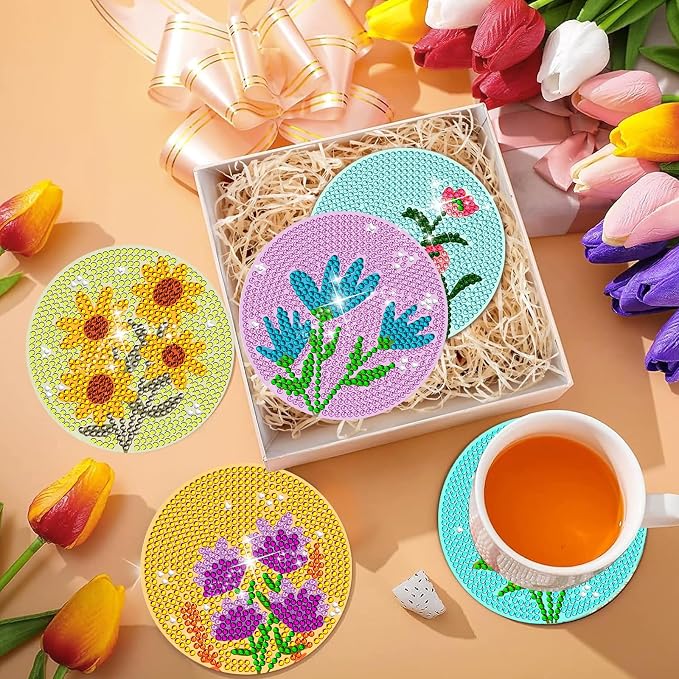 EWJRNSF 8 PCS Fall Diamond Art Coasters DIY Kit - Image 7