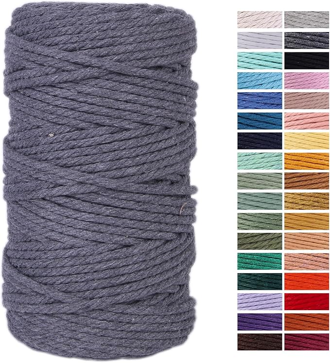 Gray Macrame Cotton Cord 4mm x 109 Yards by AestheticDesignforYou