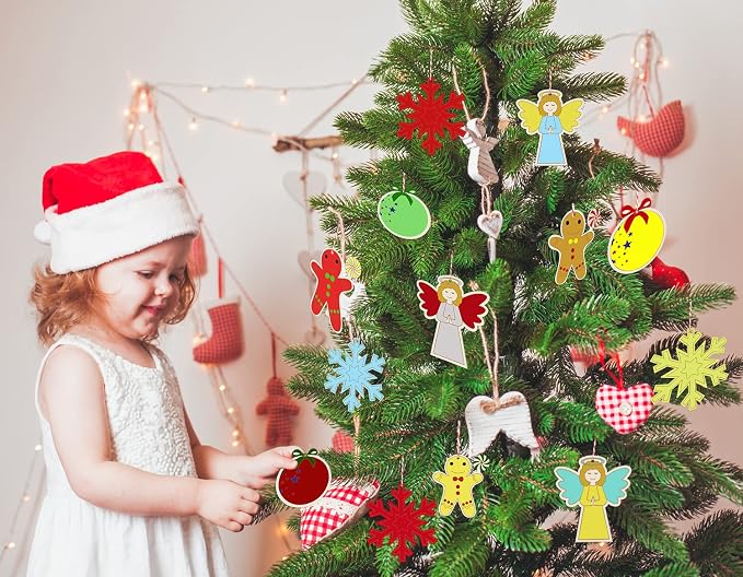 Artmag 50pcs Unfinished Wooden Christmas Ornaments Wood Slices - Image 5