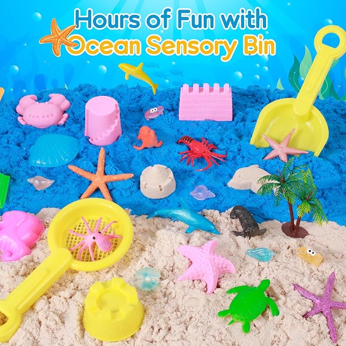 Mikiwon Ocean Sensory Bin, Sandbox Play Sand Art Kit - Image 2