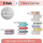 Mr. Pen- Washi Tape Set, 21 Rolls, Floral | 5 Yards/Roll, Washi Tape - Image 2