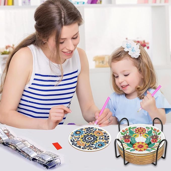 8PCS Flowers Diamond Art Coasters Kits, Diamond Painting Coasters - Image 4