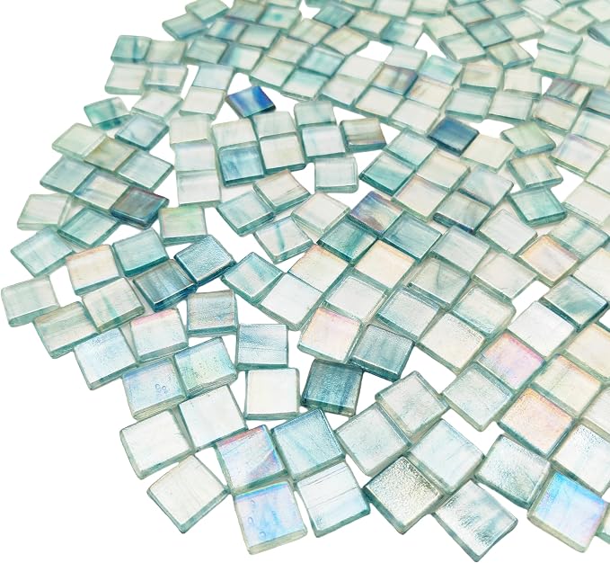 1.1 LB Ice Jade Mosaic Tiles, 0.59“ Square Glass Mosaic Pieces - Image 3