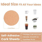 Self-Adhesive Cork Sheets for DIY Coasters, 4 Inch Round, Round Backing Cork - Image 2