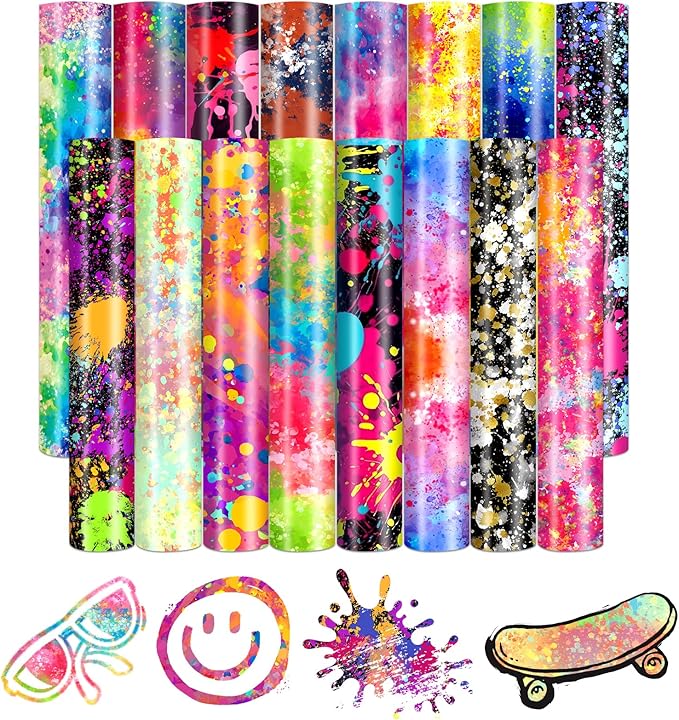 HTVSTD Splatter HTV Heat Transfer Vinyl 16 Sheets 12×10in Iron on Vinyl | Paint by CraftingEveryday