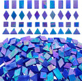 Magic Iridescent Blue Stained Glass Mosaic Tiles, 280 Pieces Mixed 4 Shapes by KALUCION