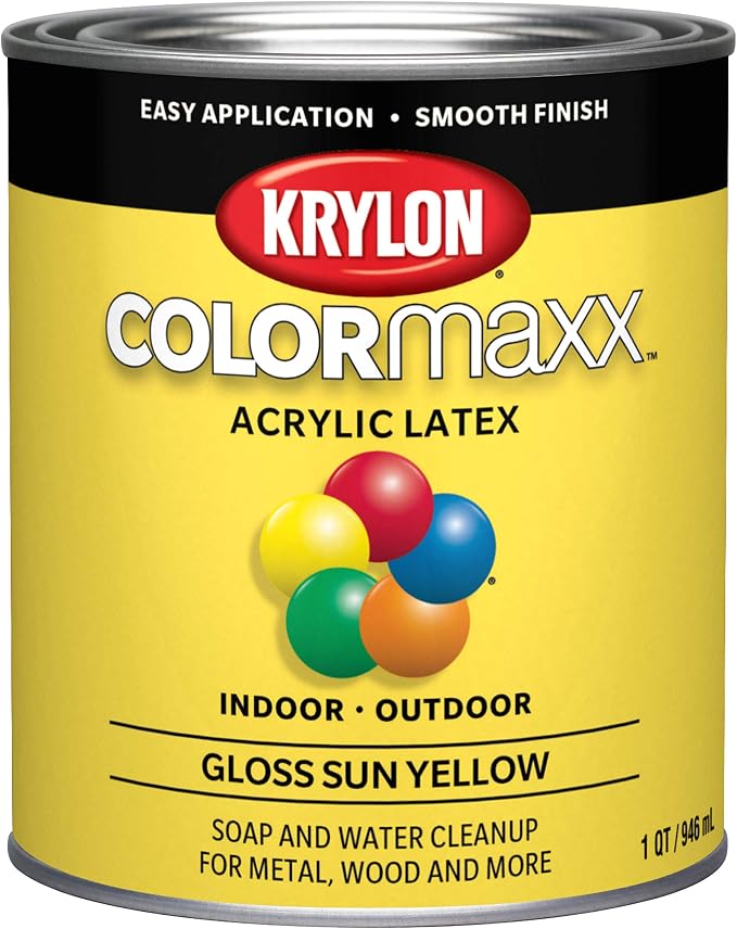 Krylon ColorMaxx Gloss Interior/Exterior Acrylic Latex Paint, Sun Yellow by Krylon%C2%AE