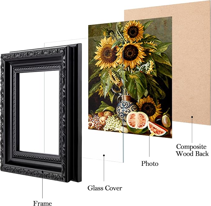 eletecpro 4x4 Vintage Picture Frame, Glass Cover, Tabletop Decor - Image 2