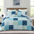 Whale Flotilla Patchwork Quilt King Size, Extra Soft Boho Floral Bedspreads by WHALEFLOTILLA