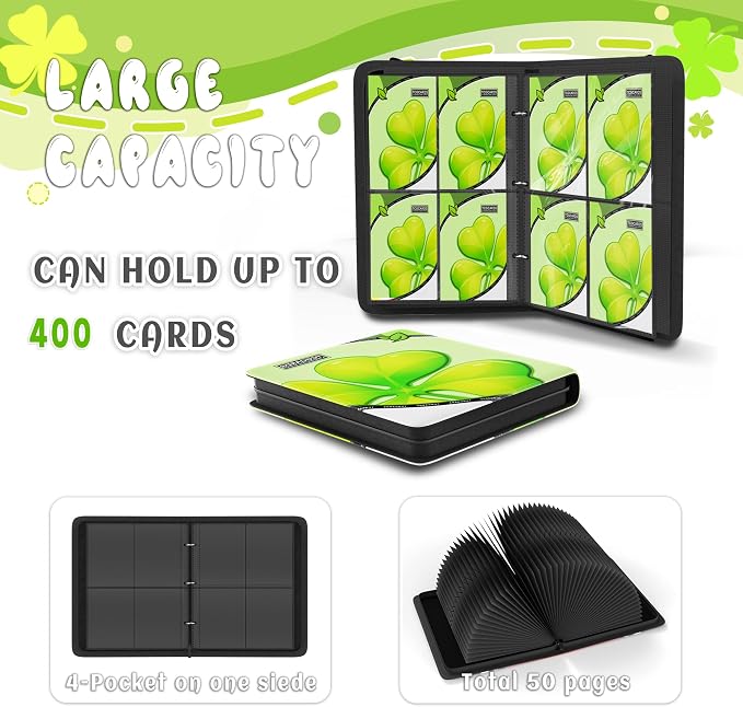 Trading Card Binder 4 Pocket, Card Binder 400 Pockels Card Book Holder Cards - Image 4