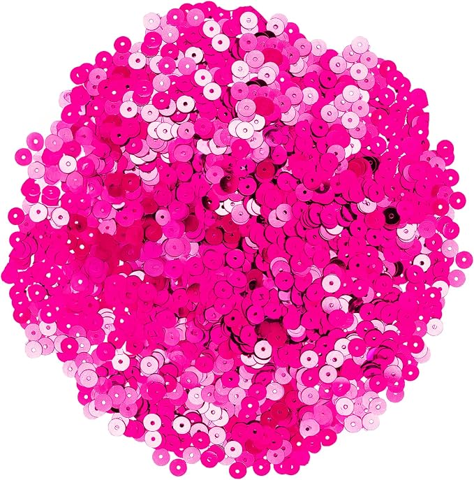 Mandala Crafts 6mm Flat Round Hot Pink Sequins - Image 2