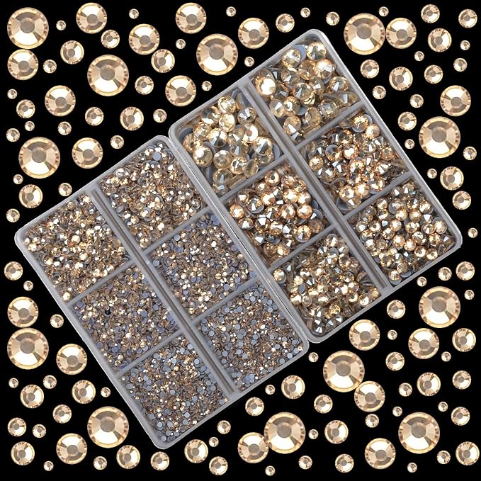10000Pcs 2-Boxes Mixed Size Hot Fix Round Crystals Gems Glass Stones Hotfix - Image 2