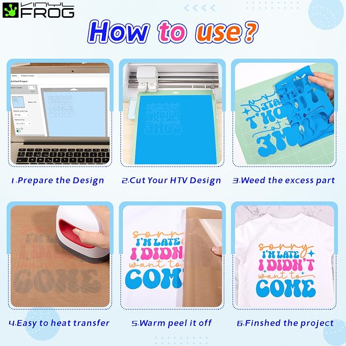 VINYL FROG Neon HTV Vinyl PU Fluorescent and Glitter Heat Transfer Vinyl Bundle - Image 9