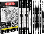 Black & White Acrylic Paint Pens, Dual Tip, 0.7mm Fine Nibs 10 Pack | Opaque Ink by GETFOO